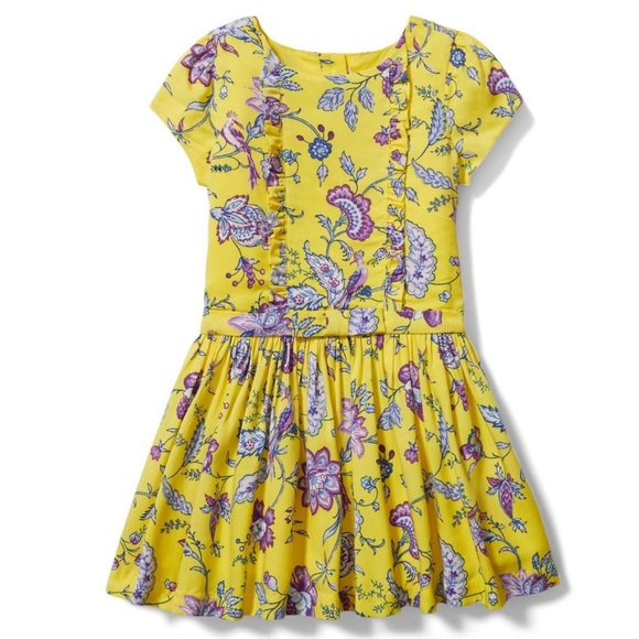 Janie and Jack Toddler Girl Aurora Floral Ruffle Dress Yellow - Picture 1 of 9